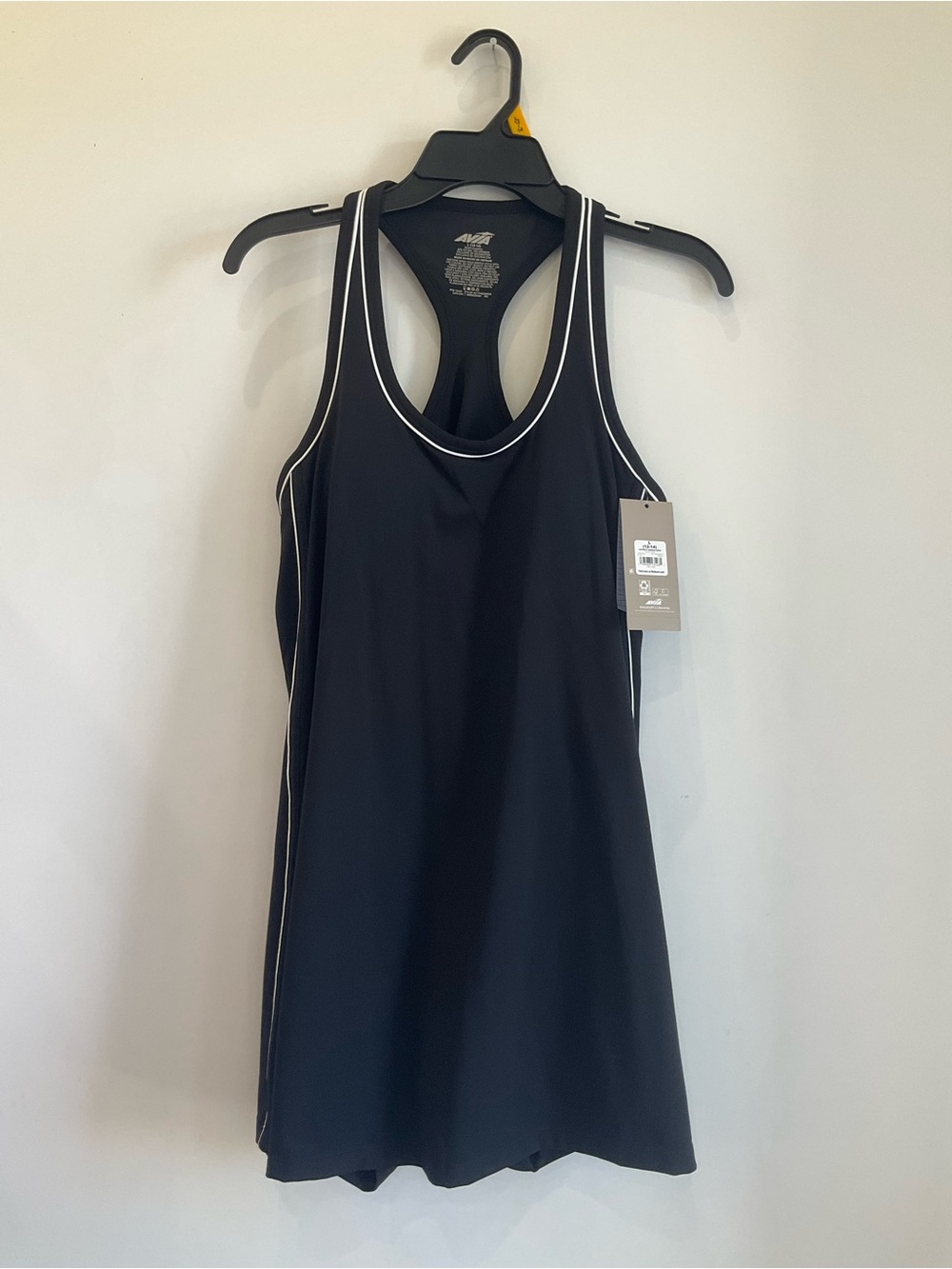 Athleta Black Racerback Tank with White Piping